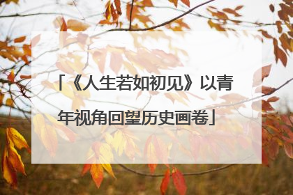 《人生若如初见》以青年视角回望历史画卷