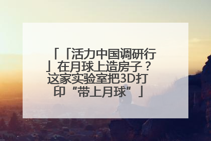 「活力中国调研行」在月球上造房子？这家实验室把3D打印“带上月球”