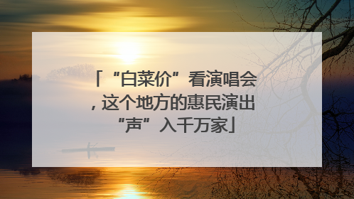 “白菜价”看演唱会，这个地方的惠民演出“声”入千万家