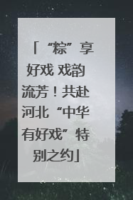 “粽”享好戏 戏韵流芳！共赴河北“中华有好戏”特别之约