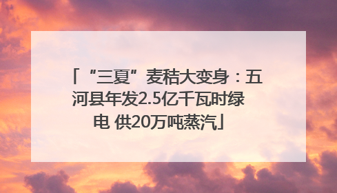 “三夏”麦秸大变身：五河县年发2.5亿千瓦时绿电 供20万吨蒸汽