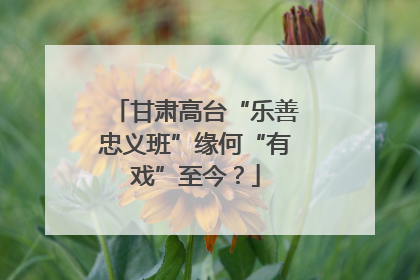 甘肃高台“乐善忠义班”缘何“有戏”至今？
