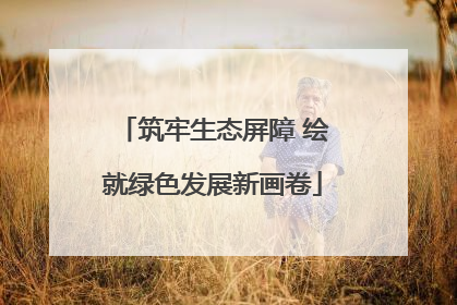 筑牢生态屏障 绘就绿色发展新画卷