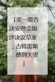 美一票否决安理会加沙决议草案，古特雷斯：感到失望