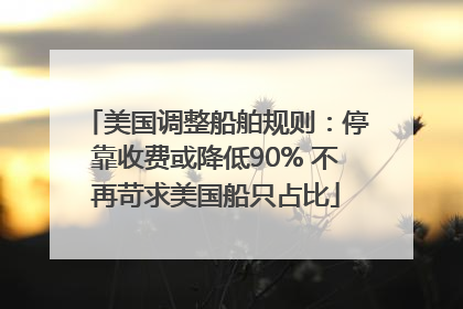 美国调整船舶规则：停靠收费或降低90% 不再苛求美国船只占比