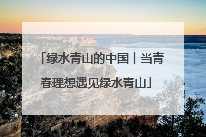绿水青山的中国丨当青春理想遇见绿水青山