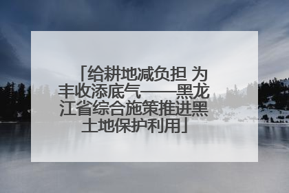 给耕地减负担 为丰收添底气——黑龙江省综合施策推进黑土地保护利用