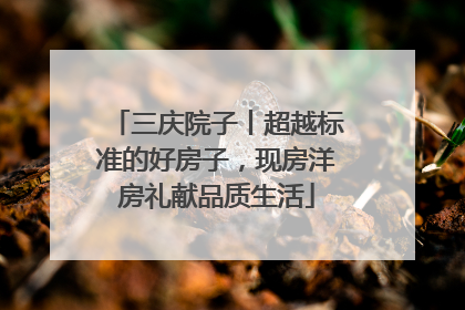 三庆院子丨超越标准的好房子，现房洋房礼献品质生活