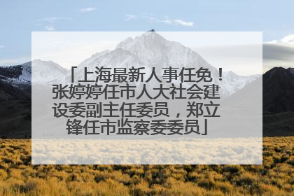 上海最新人事任免！张婷婷任市人大社会建设委副主任委员，郑立锋任市监察委委员