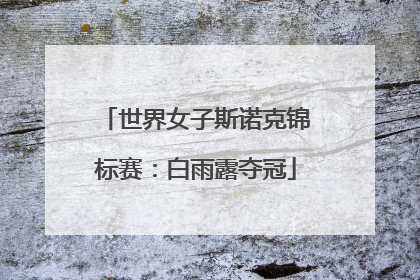 世界女子斯诺克锦标赛：白雨露夺冠