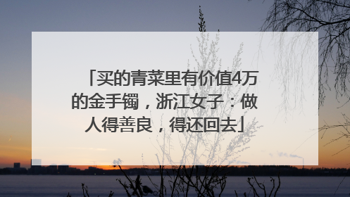买的青菜里有价值4万的金手镯，浙江女子：做人得善良，得还回去