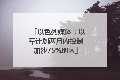 以色列媒体：以军计划两月内控制加沙75%地区