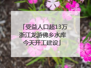 受益人口超13万 浙江龙游佛乡水库今天开工建设