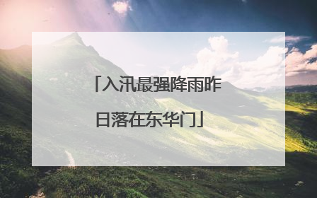 入汛最强降雨昨日落在东华门