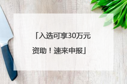 入选可享30万元资助！速来申报