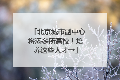 北京城市副中心将添多所高校！培养这些人才→