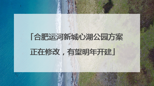 合肥运河新城心湖公园方案正在修改，有望明年开建