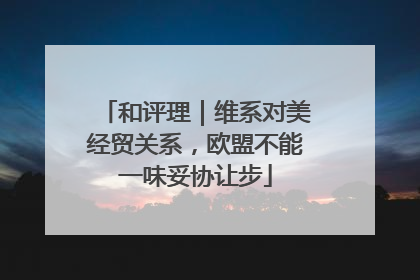 和评理｜维系对美经贸关系，欧盟不能一味妥协让步