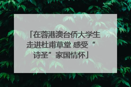 在蓉港澳台侨大学生走进杜甫草堂 感受“诗圣”家国情怀