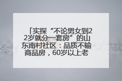 实探“不论男女到22岁就分一套房”的山东南村社区：品质不输商品房，60岁以上老人每年发七千元补贴