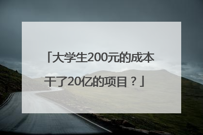 大学生200元的成本干了20亿的项目？