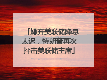嫌弃美联储降息太迟，特朗普再次抨击美联储主席
