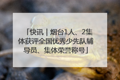 快讯｜烟台1人、2集体获评全国优秀少先队辅导员、集体荣誉称号