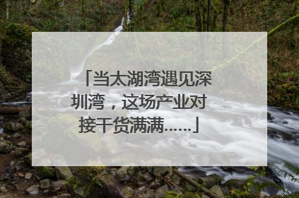 当太湖湾遇见深圳湾，这场产业对接干货满满……
