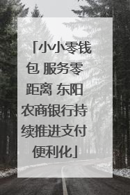 小小零钱包 服务零距离 东阳农商银行持续推进支付便利化