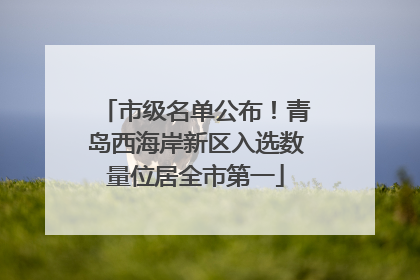 市级名单公布！青岛西海岸新区入选数量位居全市第一