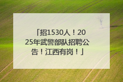招1530人！2025年武警部队招聘公告！江西有岗！