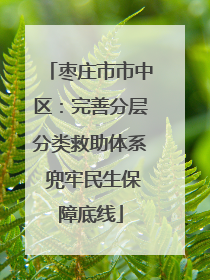 枣庄市市中区：完善分层分类救助体系 兜牢民生保障底线
