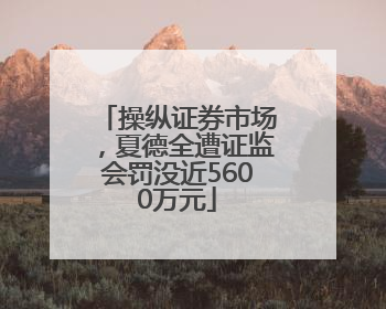 操纵证券市场，夏德全遭证监会罚没近5600万元