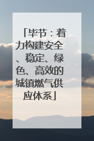 毕节：着力构建安全、稳定、绿色、高效的城镇燃气供应体系