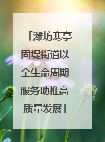 潍坊寒亭固堤街道以全生命周期服务助推高质量发展
