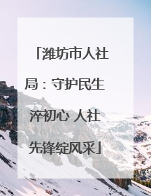 潍坊市人社局：守护民生淬初心 人社先锋绽风采
