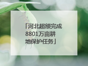 河北超额完成8801万亩耕地保护任务