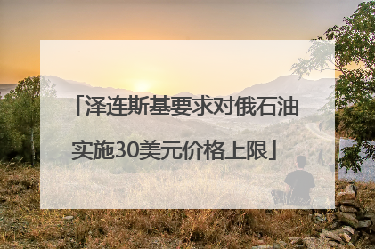 泽连斯基要求对俄石油实施30美元价格上限