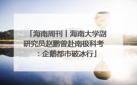海南周刊丨海南大学副研究员赵鹏曾赴南极科考：企鹅都市破冰行