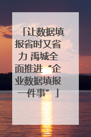让数据填报省时又省力 禹城全面推进“企业数据填报一件事”