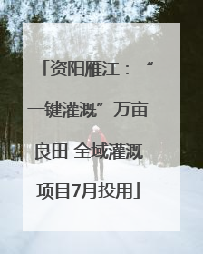 资阳雁江：“一键灌溉”万亩良田 全域灌溉项目7月投用