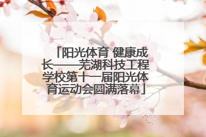 阳光体育 健康成长——芜湖科技工程学校第十一届阳光体育运动会圆满落幕
