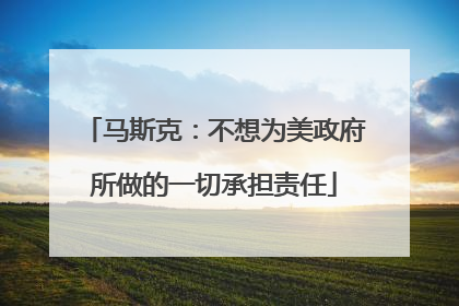 马斯克：不想为美政府所做的一切承担责任