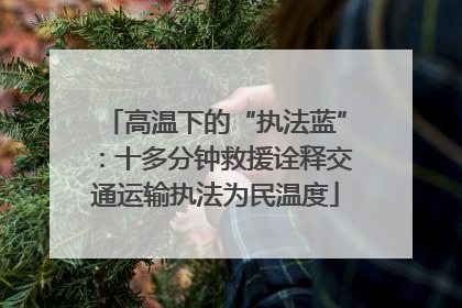 高温下的“执法蓝”：十多分钟救援诠释交通运输执法为民温度