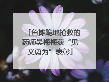 鱼摊跪地抢救的药师吴梅梅获“见义勇为”表彰