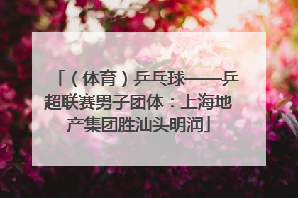 （体育）乒乓球——乒超联赛男子团体：上海地产集团胜汕头明润