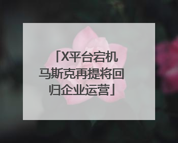 X平台宕机 马斯克再提将回归企业运营